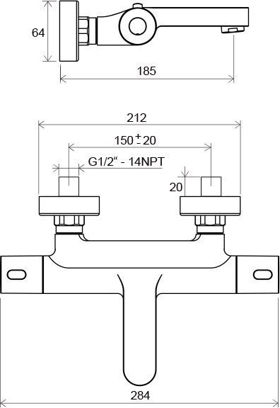 Смеситель настенный термостатический для ванны без гарнитуры Termo 300 TE 023.00/150. Фото 5