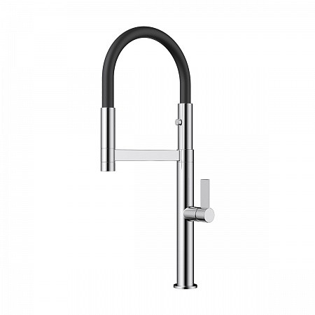 Смеситель OMOIKIRI Osaka-C-BL латунь/хром/черный гибкий шланг. Фото 1