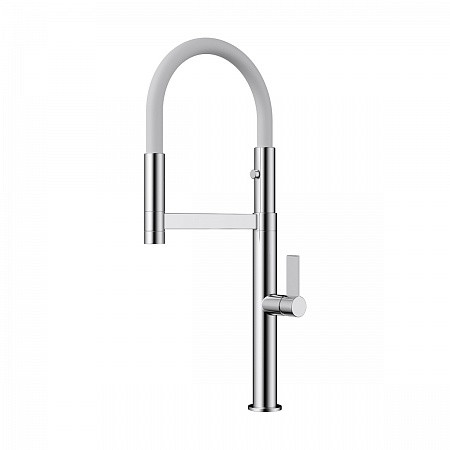 Смеситель OMOIKIRI Osaka C-WH латунь/хром/белый гибкий шланг. Фото 1