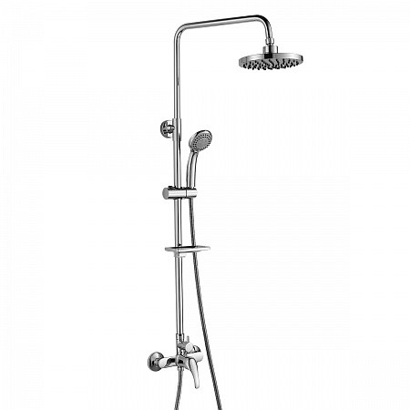 Смеситель Rossinka A35-45 для душа с верхней лейкой "Тропический дождь" и 3-ф. лейкой, хром. Фото 1