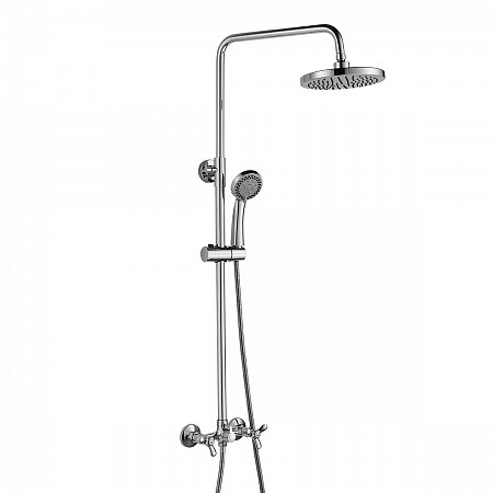 Смеситель Rossinka Q02-45 двуручный для душа с верхней душевой лейкой "Тропический дождь" и 3-ф. лей. Фото 1