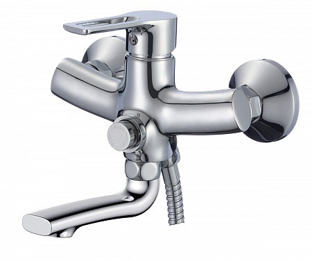 Смеситель Rossinka RS 43-36 одноручый (35мм) универ с поворотным изл 140мм, кноп дивер, хром. Фото 1