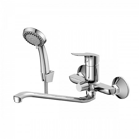 Смеситель Rossinka RS29-34 одноручный (35мм) для ванны, с S-образным изл 350мм, дивертор с кер. п. Фото 1