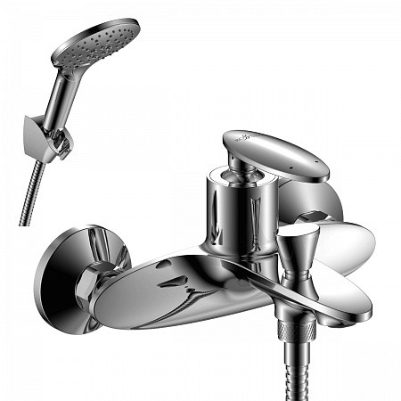 Смеситель Rossinka RS30-31 для ванны с душем одноручный (35мм) с коротким изливом, хром. Фото 1