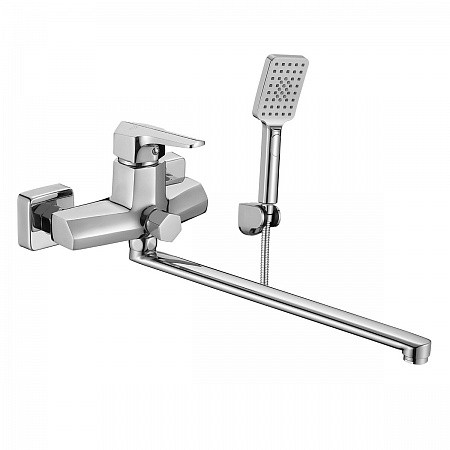 Смеситель Rossinka RS44-32 одноручный (35 мм) универсальный с поворотным изливом 350 мм, дивертор с. Фото 1