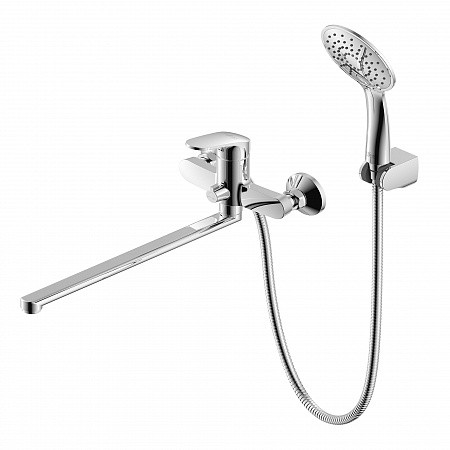 Смеситель Rossinka RS45-32 одноручный (35мм) универсальный с поворотным изливом 350мм, хром. Фото 1