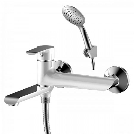 Смеситель Rossinka W35-33 одноручный (35 мм) с поворотным изливом 170 мм для ванны, хром/белый. Фото 1