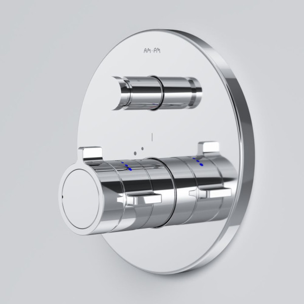 Смеситель с термостатом монтируемый в стену на 2 потребителя. Фото 2