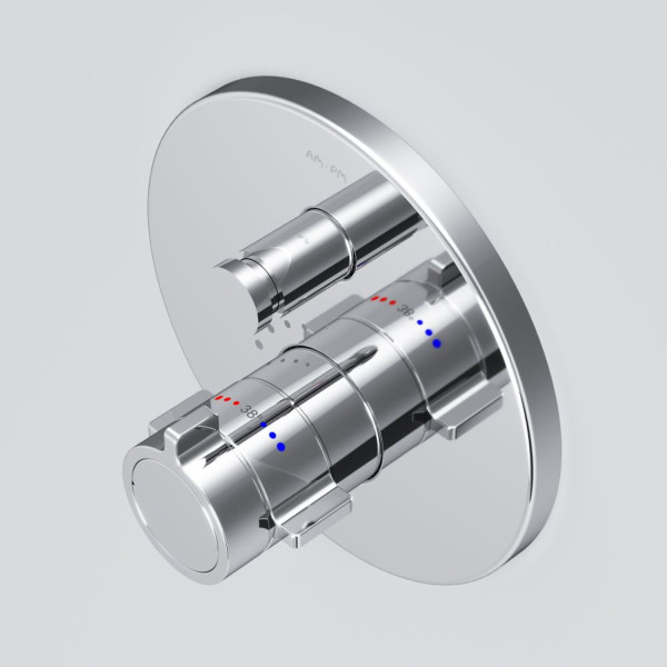 Смеситель с термостатом монтируемый в стену на 2 потребителя. Фото 3