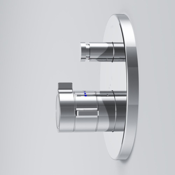 Смеситель с термостатом монтируемый в стену на 2 потребителя. Фото 4