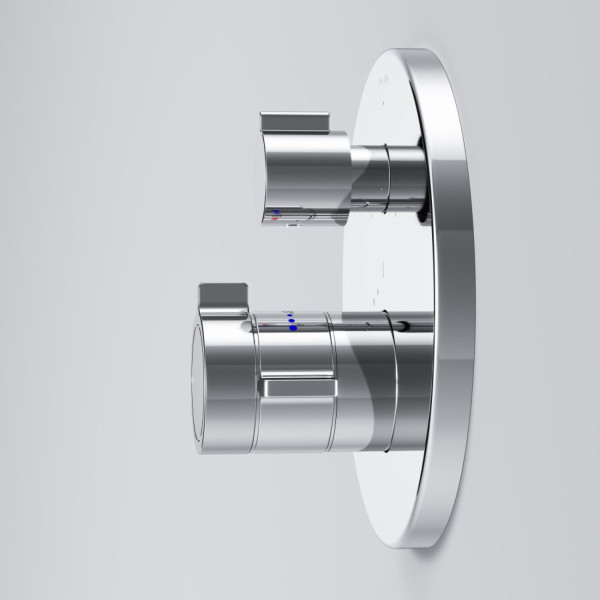 Смеситель с термостатом монтируемый в стену на 3 потребителя. Фото 3