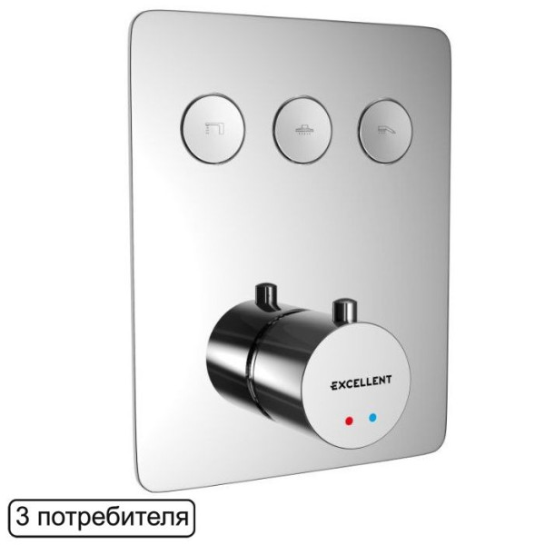 Смеситель термостатический для ванны и душа скрытого монтажа EXCELLENT Krotos AREX.8046CR (хром). Фото 1