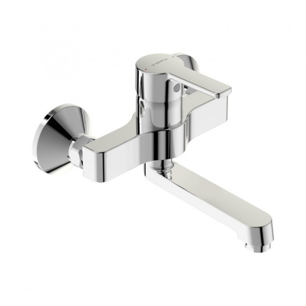 Смеситель VIDIMA UNO (арт.BA250AA) для умывальника настеный нижний излив 130мм. Фото 1