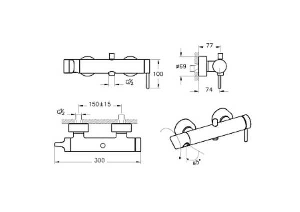 Смеситель Vitra Origin A4261929 для ванны и душа, медь. Фото 2