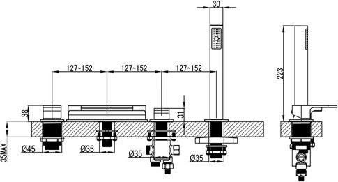Смеситель врезной каскадный для ванн CR 025.00. Фото 7