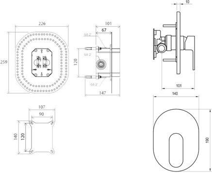 Смеситель встроенный без переключателя CR 066.00. Фото 2