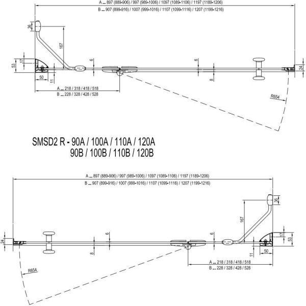 SMSD2-100 А-R хром+транспарент, SmartLine душевая дверь. Фото 6