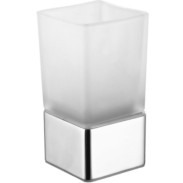 Стакан AZARIO RINA стеклянный настольный, хром (AZ-130B). Фото 1