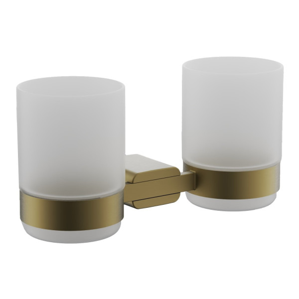 Стакан для ванной комнаты двойной BELZ B90808, брашированное золото. Фото 1