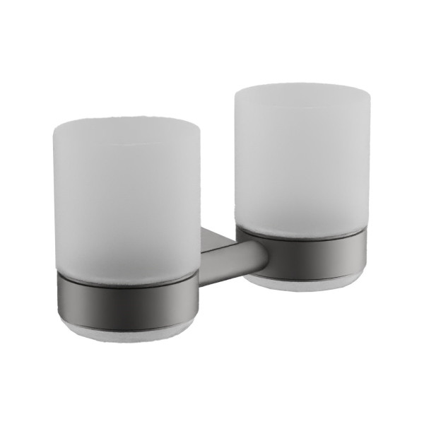 Стакан для ванной комнаты двойной BELZ B91208, оружейная сталь. Фото 1