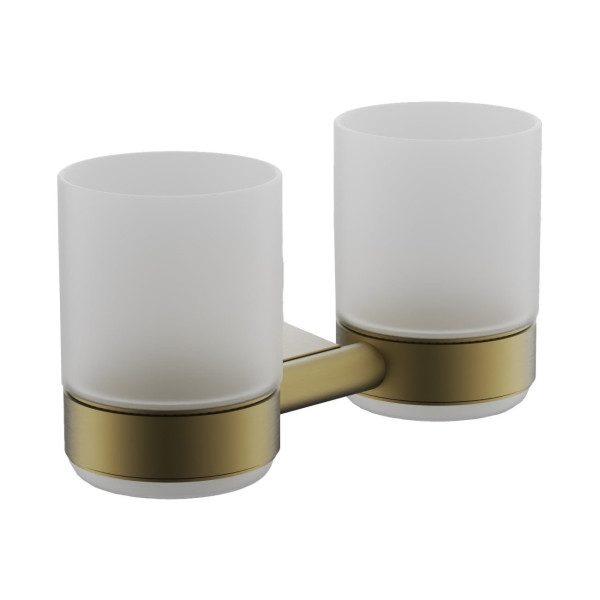 Стакан для ванной комнаты двойной BELZ B91308, брашированное золото. Фото 1