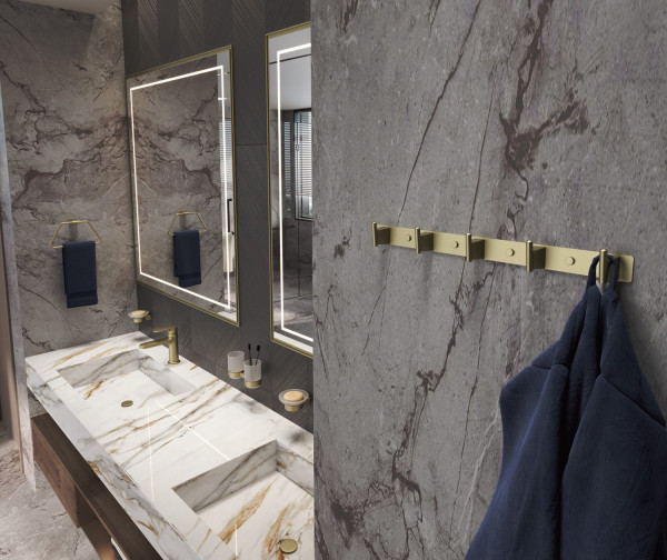 Стакан для ванной комнаты двойной BELZ B91308, брашированное золото. Фото 3