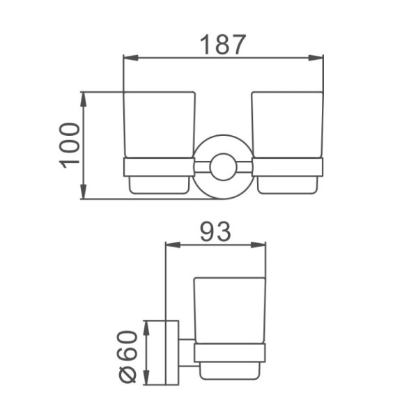 Стакан для ванной комнаты двойной D-Lin D212280, сталь. Фото 2