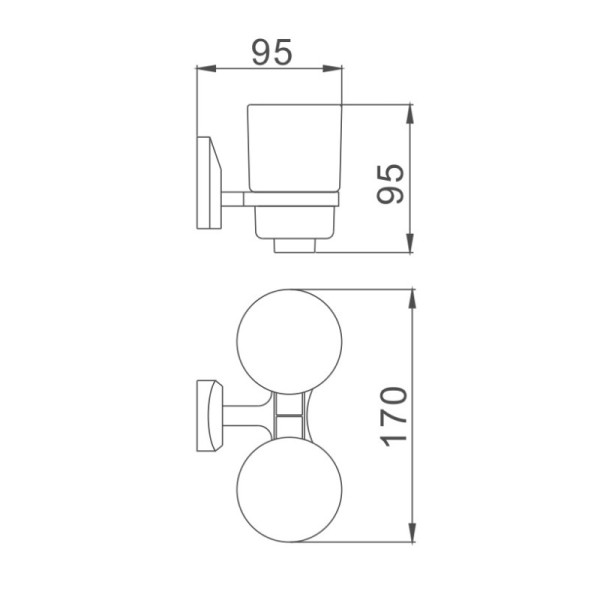 Стакан для ванной комнаты двойной Haiba HB1608, хром. Фото 2