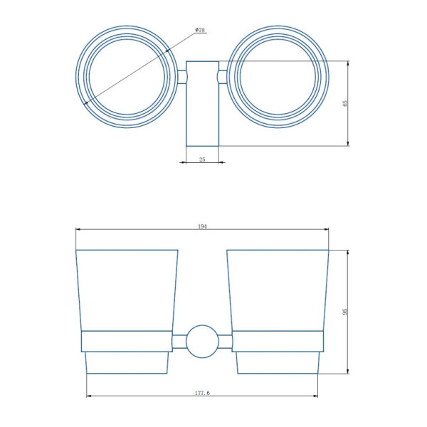 Стакан для ванной комнаты двойной Haiba HB8408, хром. Фото 2