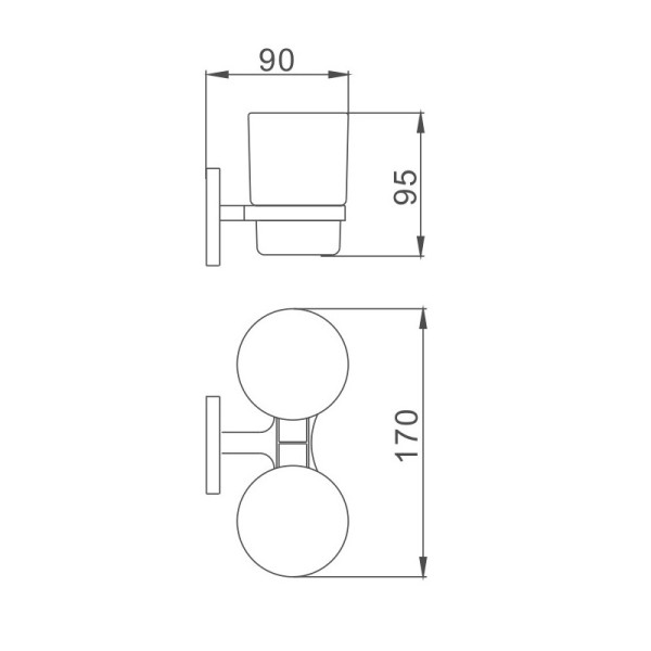 Стакан для ванной комнаты двойной Haiba HB8608, хром. Фото 2