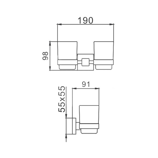 Стакан для ванной комнаты двойной Haiba HB8908, черный. Фото 2