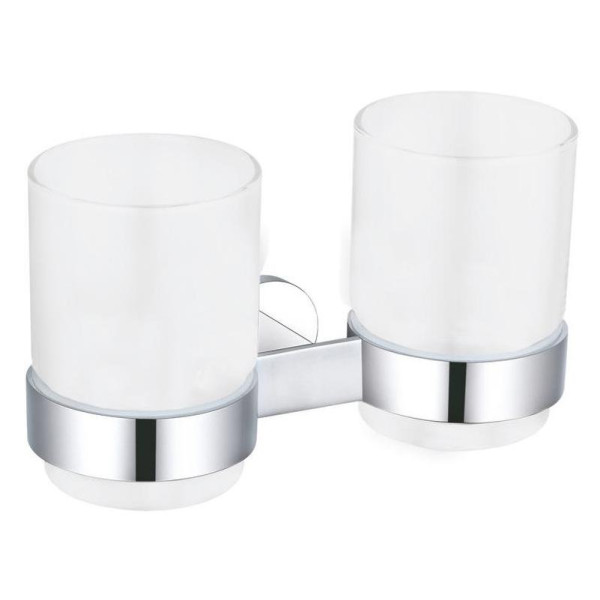 Стакан для ванной комнаты двойной Rav Slezak YUKON YUA0202CB, хром/белый. Фото 1