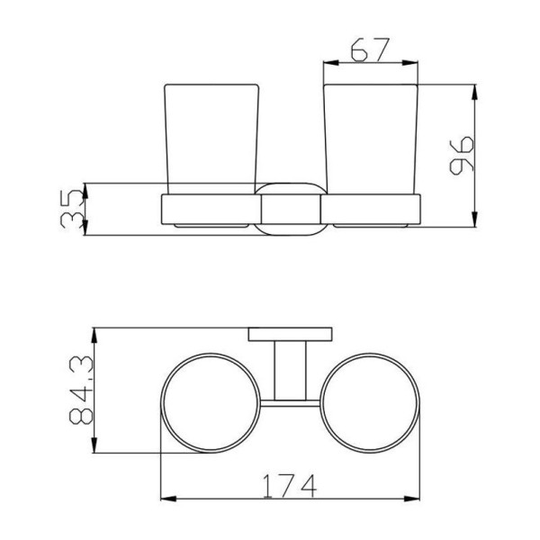 Стакан для ванной комнаты двойной Rav Slezak YUKON YUA0202CB, хром/белый. Фото 2