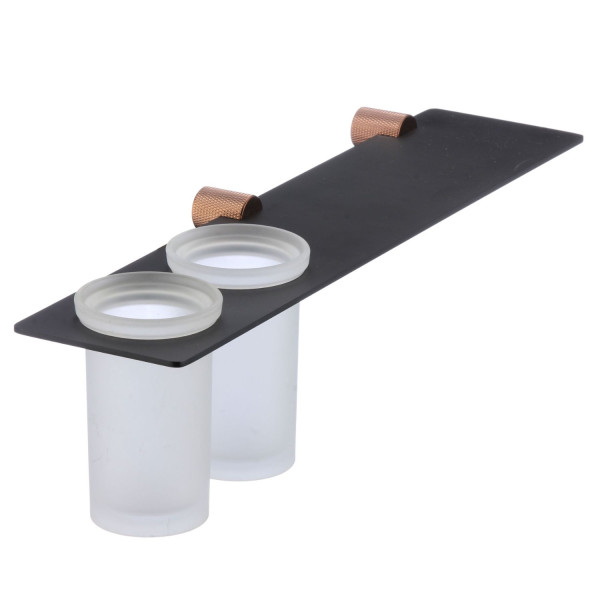 Стакан для ванной комнаты двойной Savol S-002168HD, черный/бронза. Фото 3