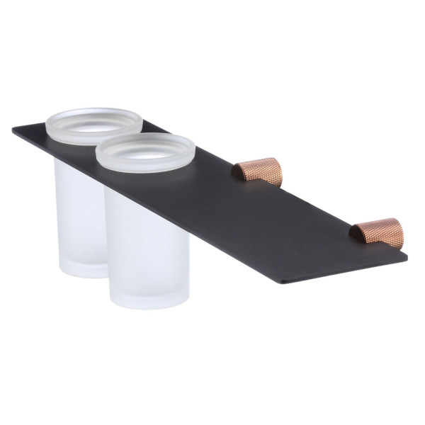 Стакан для ванной комнаты двойной Savol S-002168HD, черный/бронза. Фото 4