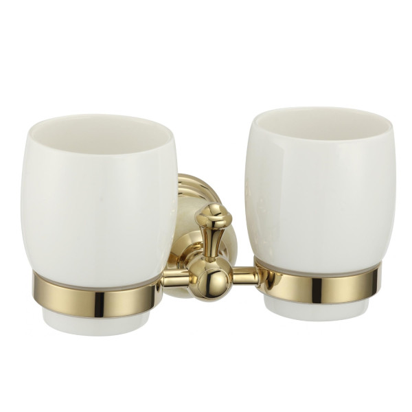 Стакан для ванной комнаты двойной Savol S-005768B, золото. Фото 1