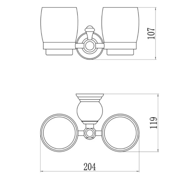 Стакан для ванной комнаты двойной Savol S-005768B, золото. Фото 2