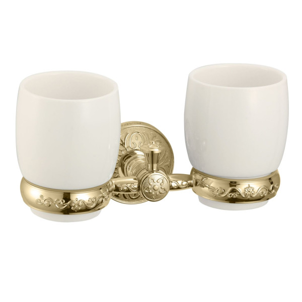 Стакан для ванной комнаты двойной Savol S-005868B, золото. Фото 1
