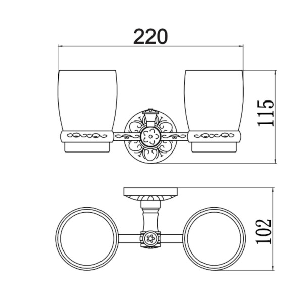 Стакан для ванной комнаты двойной Savol S-005868B, золото. Фото 2