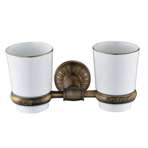 Стакан для ванной комнаты двойной Savol S-006668C, бронза. Фото 1