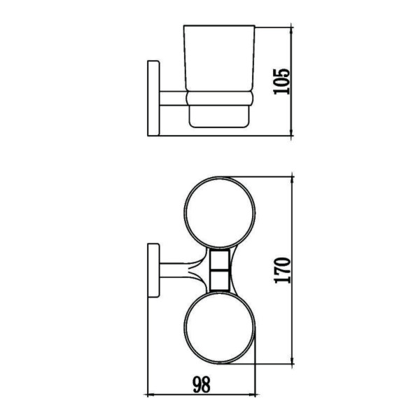 Стакан для ванной комнаты двойной Savol S-007068, хром. Фото 2
