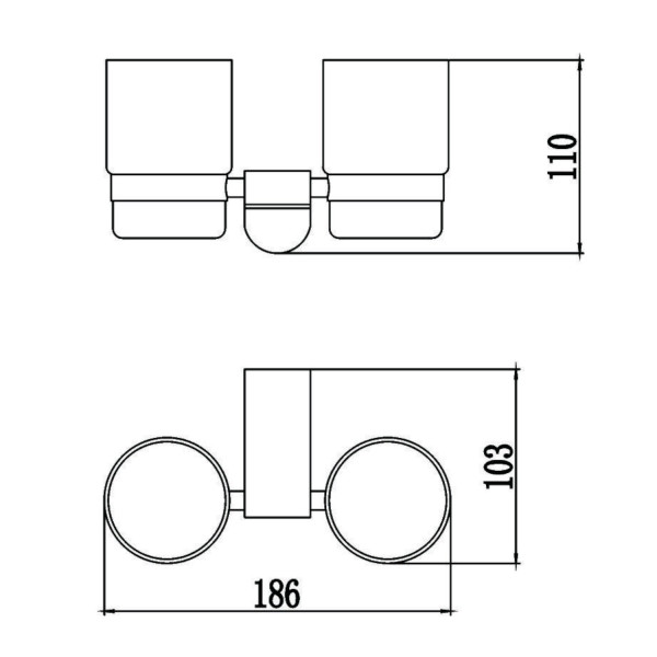 Стакан для ванной комнаты двойной Savol S-007368, хром. Фото 2