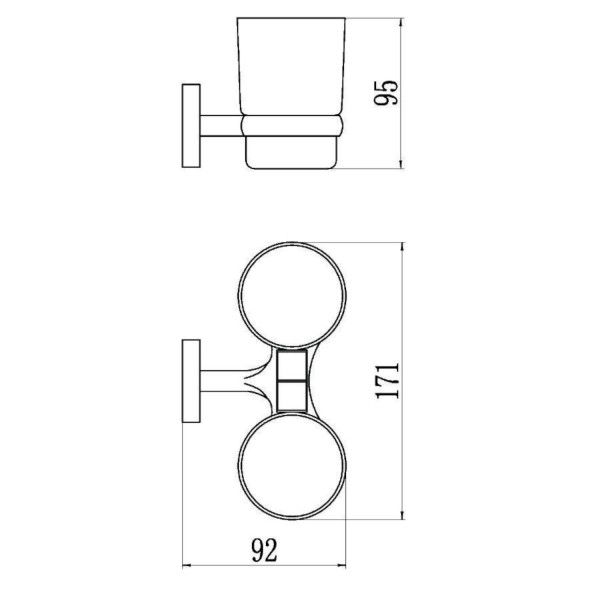 Стакан для ванной комнаты двойной Savol S-008768, хром. Фото 2