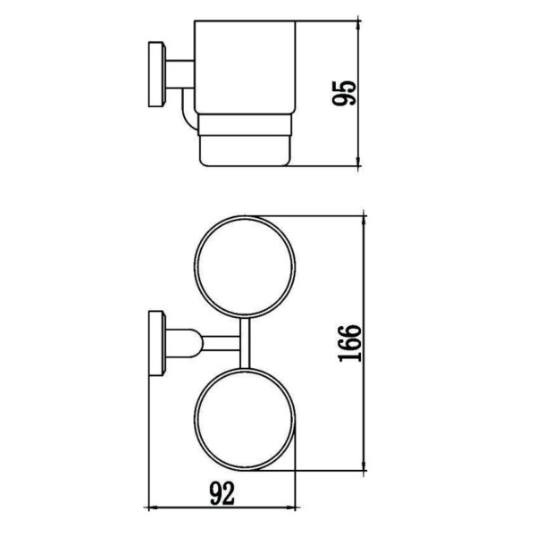 Стакан для ванной комнаты двойной Savol S-009568, хром. Фото 2