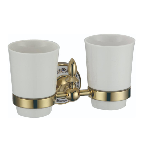 Стакан для ванной комнаты двойной Savol S-06868B, золото. Фото 1