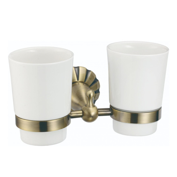 Стакан для ванной комнаты двойной Savol S-08968C, бронза. Фото 1
