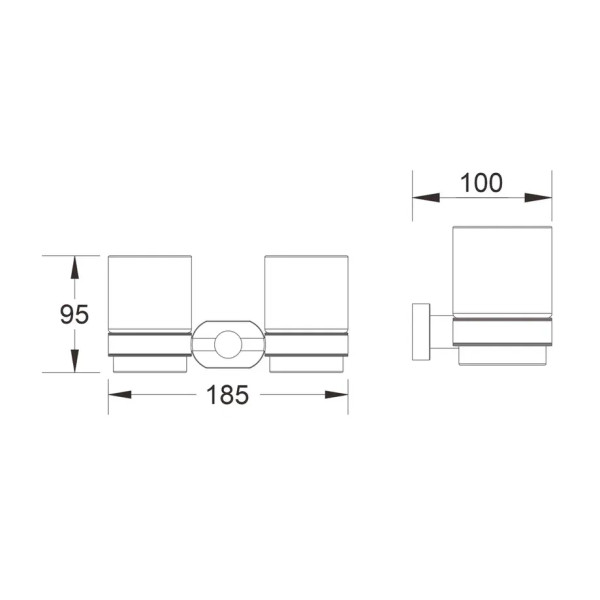 Стакан для ванной комнаты двойной Shevanik SG5122, хром. Фото 2