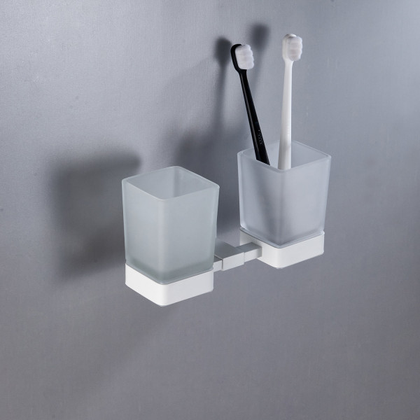 Стакан для ванной комнаты двойной Shevanik SG5622C, белый. Фото 3