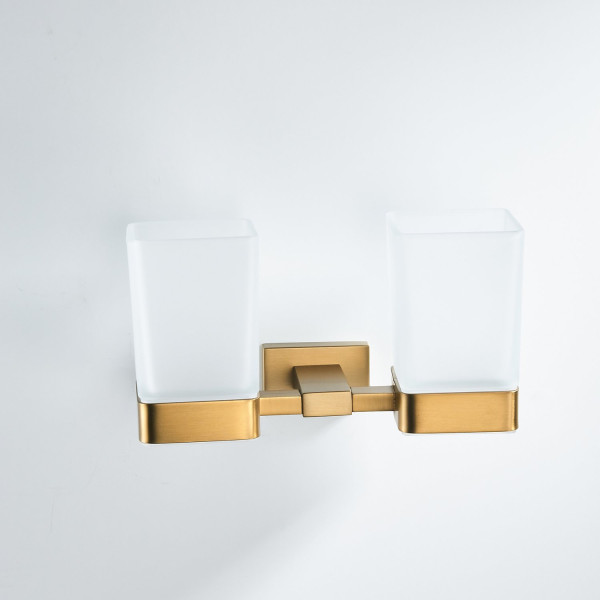 Стакан для ванной комнаты двойной Shevanik SG5622G, золотой сатин. Фото 4