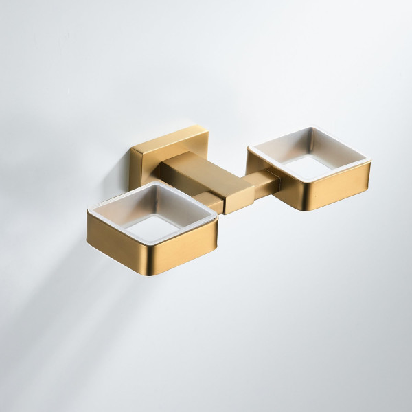 Стакан для ванной комнаты двойной Shevanik SG5622G, золотой сатин. Фото 5